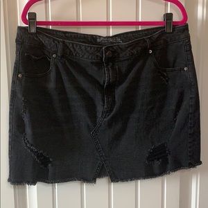 Black denim skirt